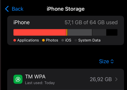Not enough storage issue when doing backup for WhatsApp Capture iOS